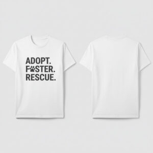 "ADOPT. FOSTER. RESCUE." Action T-Shirt - White Edition